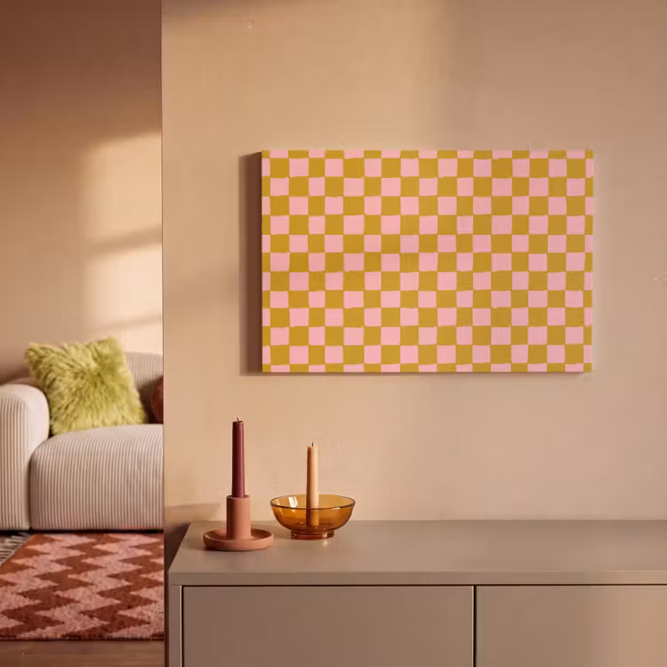Patroon - Vierkant - Roze canvas 2cm klein 34 -sfeer1
