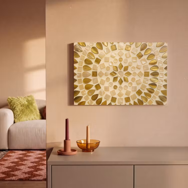 Patroon - Vormen - Mozaïek - Abstract - Goud canvas 2cm klein -sfeer1