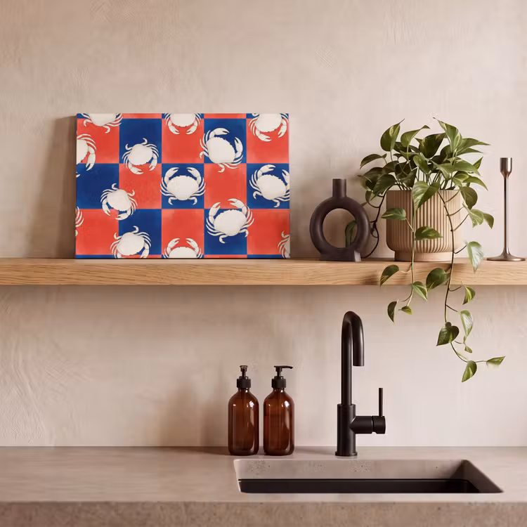 Patroon - Zeeleven - Rood - Blauw - Abstract canvas 2cm klein -sfeer3