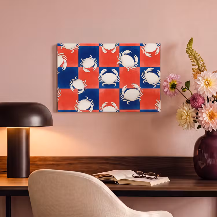 Patroon - Zeeleven - Rood - Blauw - Abstract canvas 2cm klein -sfeer4