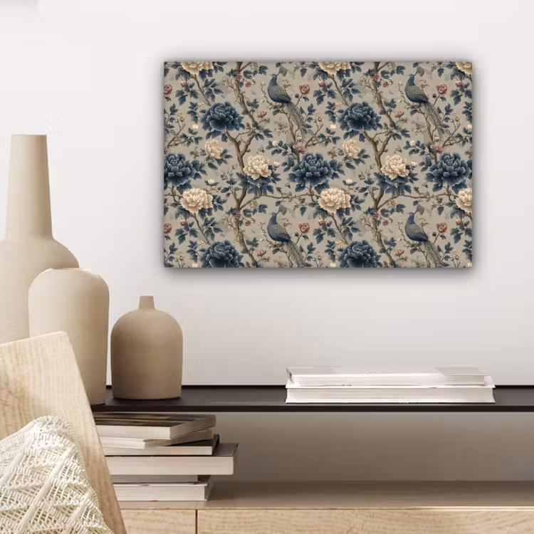 Pauw - Bloemen - Blauw canvas 2cm klein 34 -sfeer6