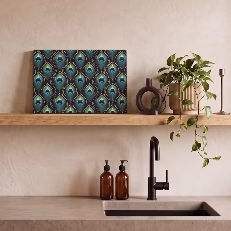 Pauw - Veren - Groen canvas 2cm klein 34 -sfeer3