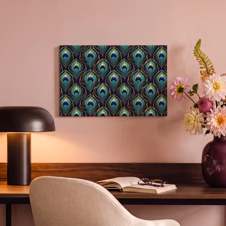 Pauw - Veren - Groen canvas 2cm klein 34 -sfeer4