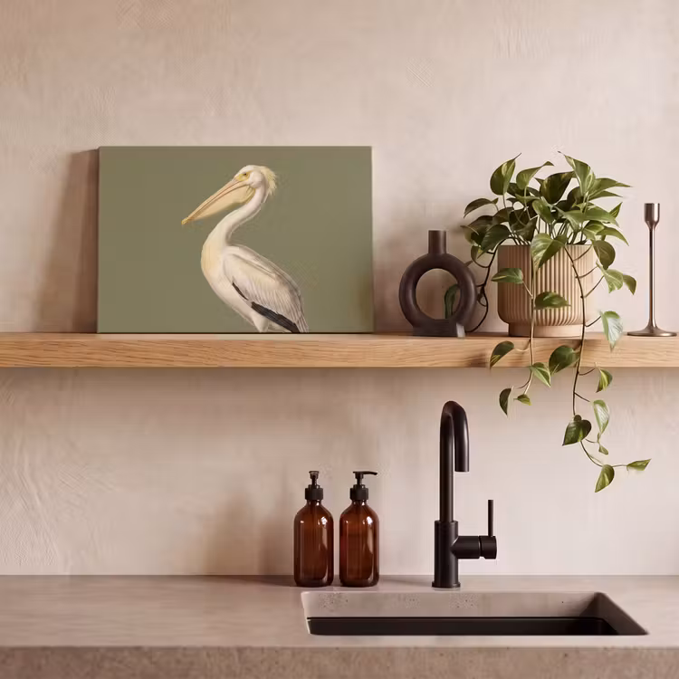 Pelikaan - Wit - Vogel - Klassiek - Natuur canvas 2cm klein -sfeer3