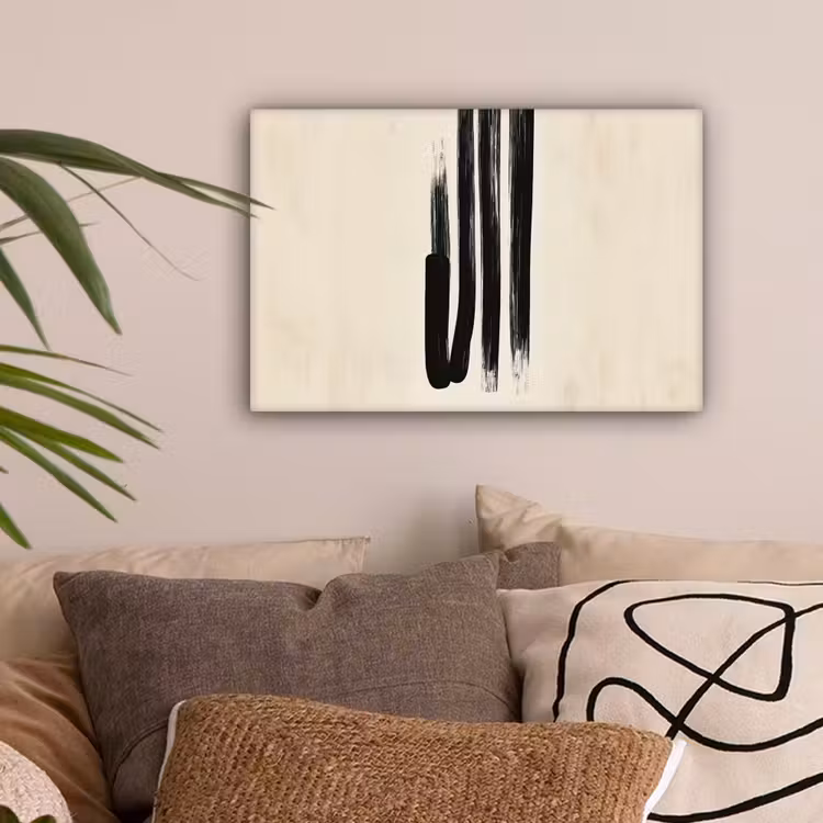 Penseelstreken - Verticaal - Zwart canvas 2cm klein -sfeer1