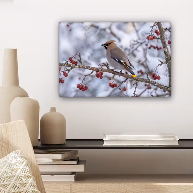 Pestvogel - Bessen - Winter - Natuur canvas 2cm klein -sfeer6