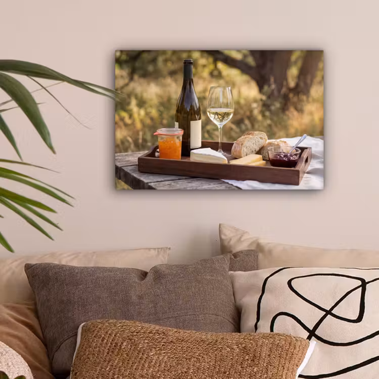Picknick - Wijn - Kaasplankje canvas 2cm klein -sfeer1