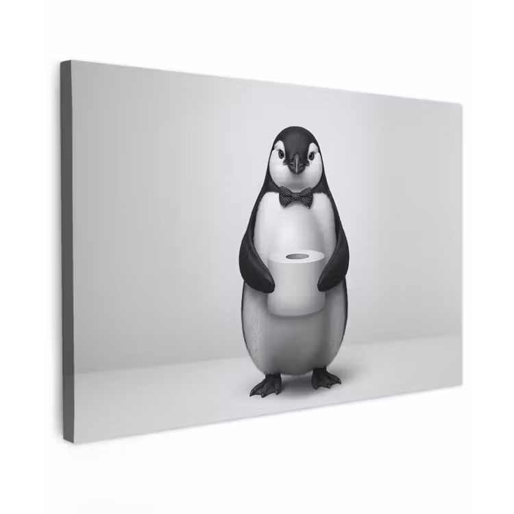 Pinguïn - WC rol - Wit canvas 2cm klein -z3d