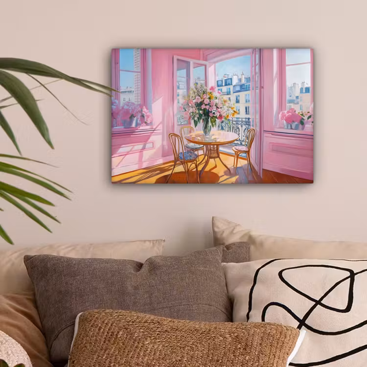 Pink - City - Bloemen canvas 2cm klein -sfeer1