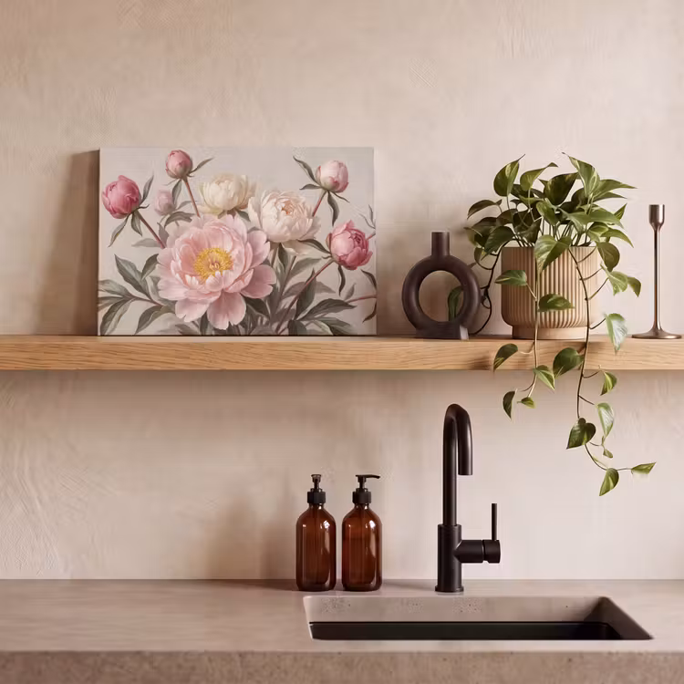 Pioenrozen - Boeket - Roze canvas 2cm klein -sfeer3