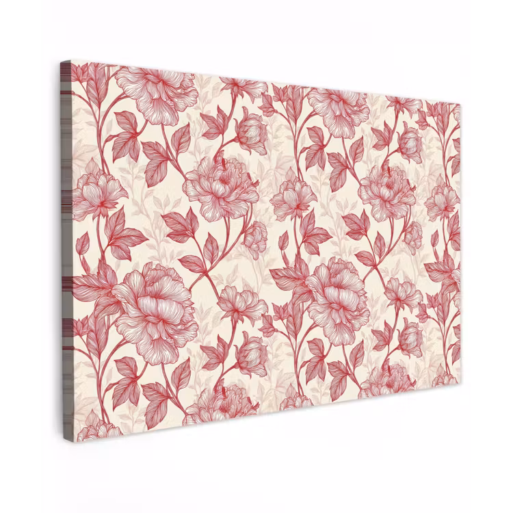 Pioenrozen - Modern -  Rood canvas 2cm klein 34 -z3d