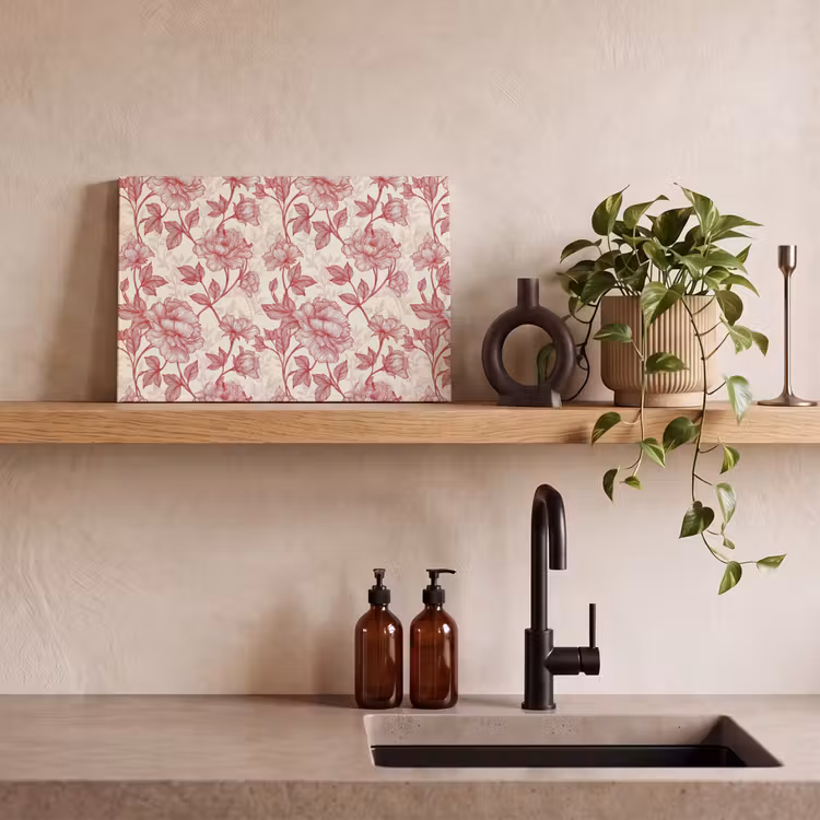 Pioenrozen - Modern -  Rood canvas 2cm klein 34 -sfeer3
