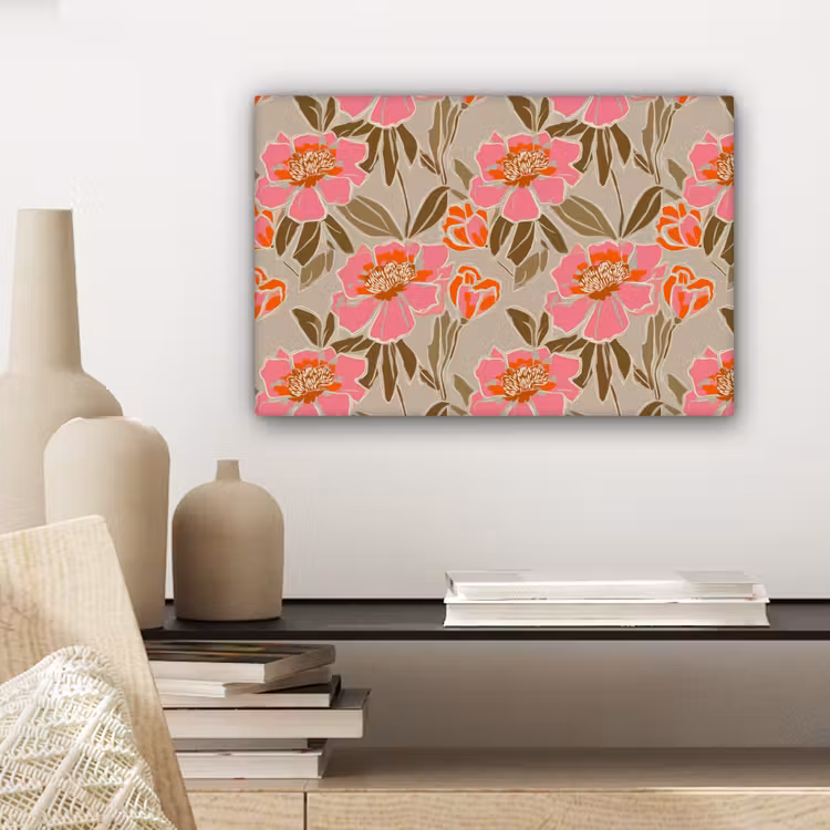Pioenrozen - Patroon - Roze canvas 2cm klein 34 -sfeer6