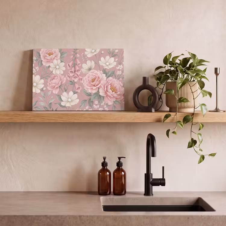 Pioenrozen - Vingerhoedskruid - Pink canvas 2cm klein -sfeer3