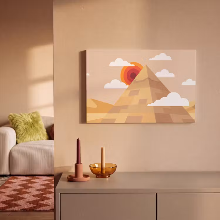 Piramide - Zon - Woestijn - Modern - Oranje canvas 2cm klein -sfeer1