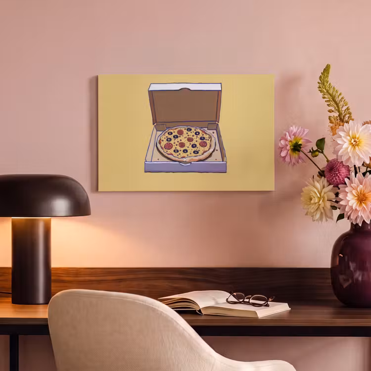 Pizza - Doos - Salami - Illustratie canvas 2cm klein -sfeer4