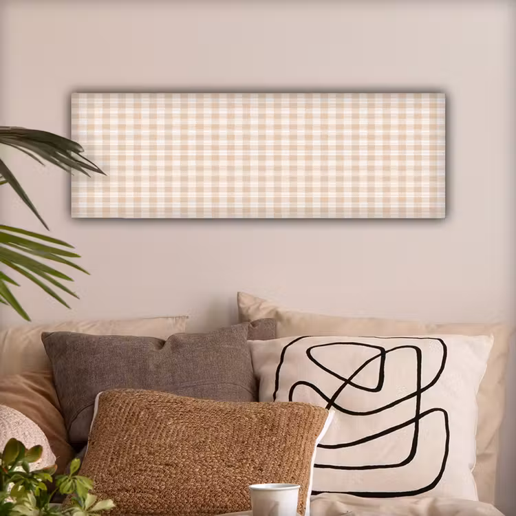 Plaid - Patroon - Vierkant - Beige canvas 2cm klein 828 -sfeer1