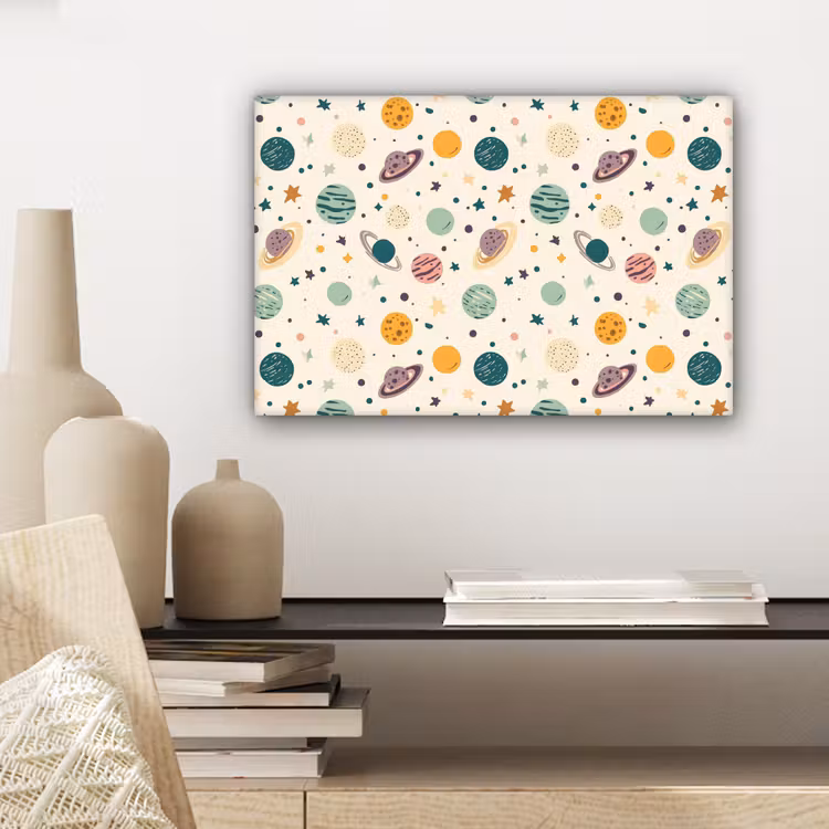 Planeten - Retro - Kleurrijk canvas 2cm klein 34 -sfeer6
