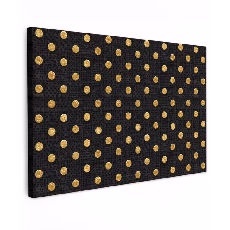 Polka Dot - Stippen - Goud - Zwart canvas 2cm klein 34 -z3d