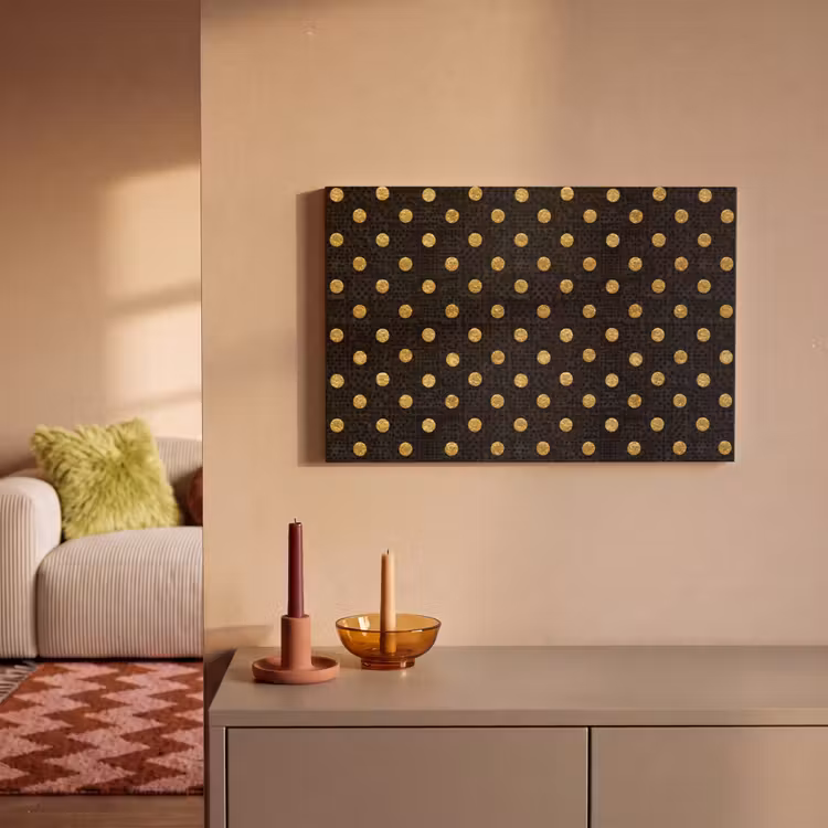 Polka Dot - Stippen - Goud - Zwart canvas 2cm klein 34 -sfeer1