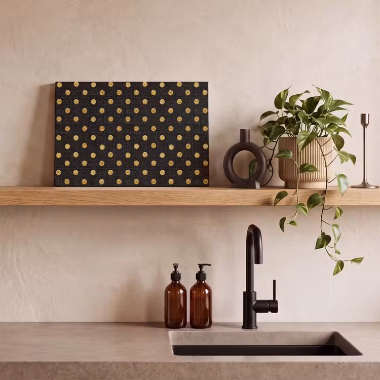 Polka Dot - Stippen - Goud - Zwart canvas 2cm klein 34 -sfeer3