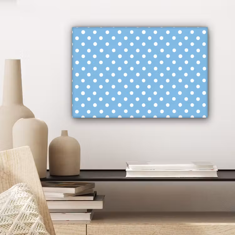 Polka - Dots - Blauw canvas 2cm klein 34 -sfeer6