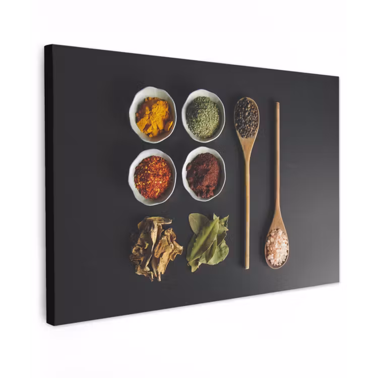 Pollepel - Specerijen - Kruiden - Groen - Bruin - Rustiek canvas 2cm klein -z3d