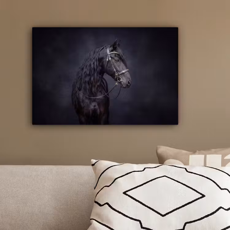 Portret - Paard - Donker canvas 2cm klein -sfeer3