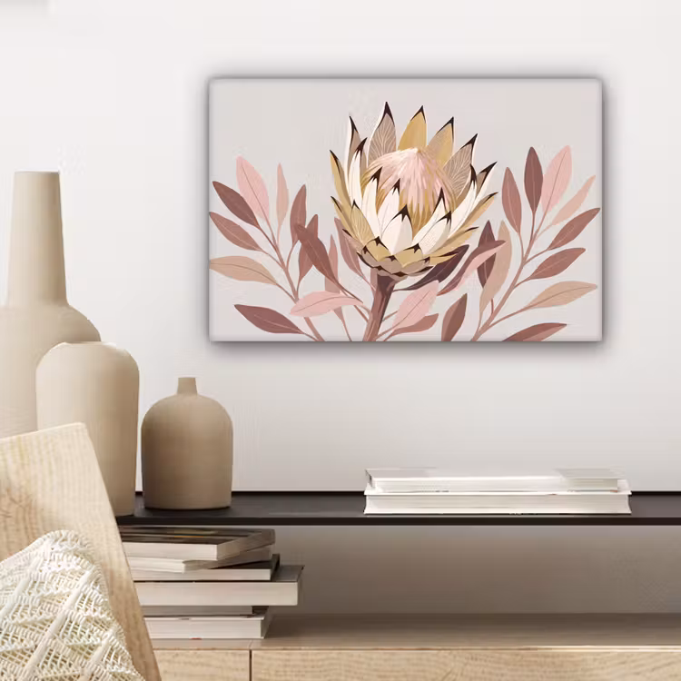 Protea - Bloem - Botanisch - Beige canvas 2cm klein -sfeer6