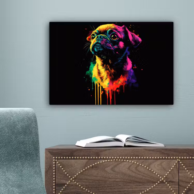 Puck - Hond - Verf - Kleuren canvas 2cm klein -sfeer4
