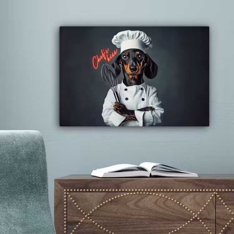 Quote - Neon - Hond - Kokskleding canvas 2cm klein -sfeer4