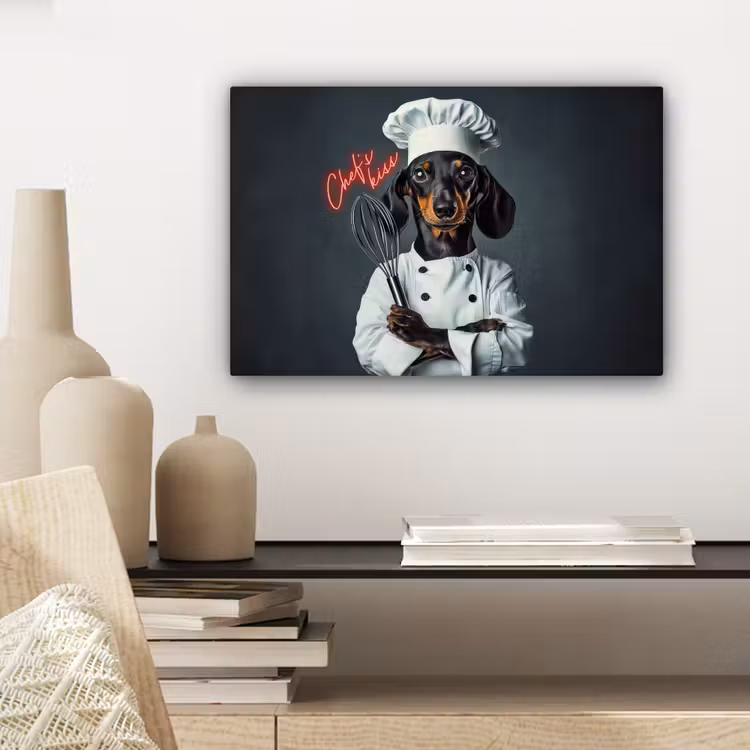 Quote - Neon - Hond - Kokskleding canvas 2cm klein -sfeer6