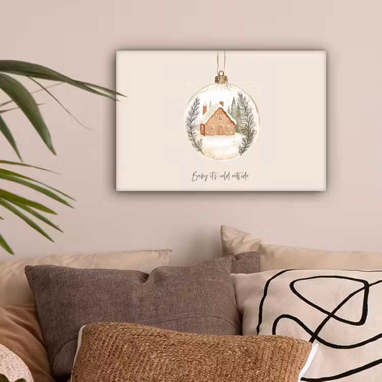 Quote - Winter - Kerst - Beige - Kerstbal canvas 2cm klein -sfeer1