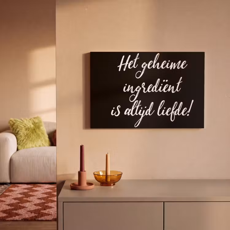 Quotes - Koken - Het geheime ingrediënt is altijd liefde! - Spreuken - Liefde canvas 2cm klein -sfeer1