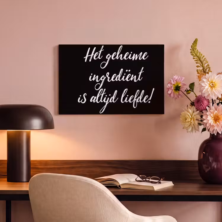 Quotes - Koken - Het geheime ingrediënt is altijd liefde! - Spreuken - Liefde canvas 2cm klein -sfeer4