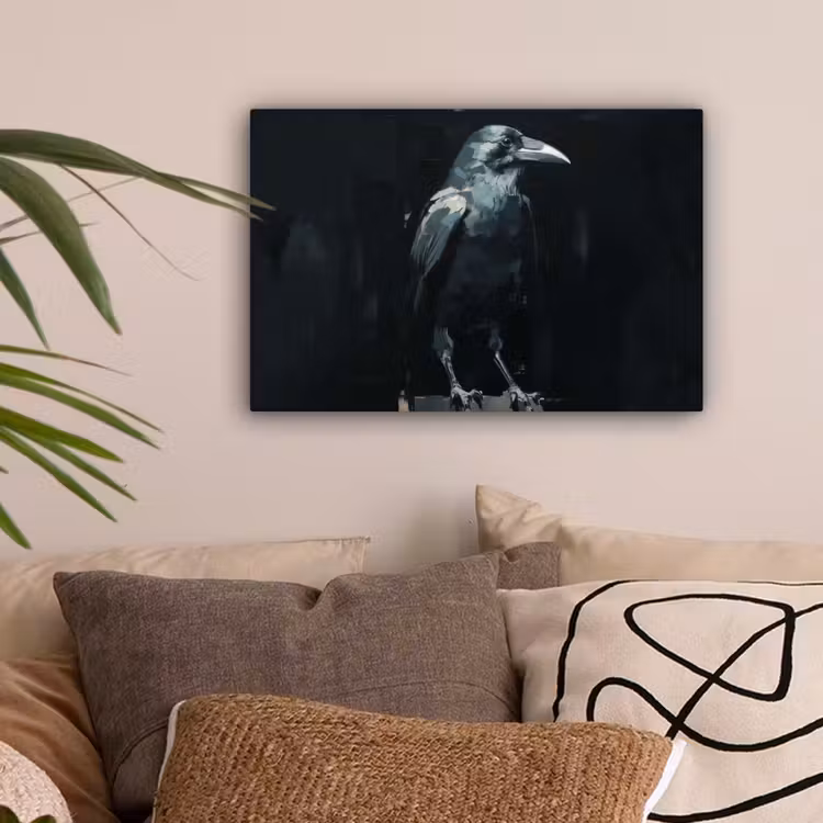 Raaf - Vogels - Zwart canvas 2cm klein -sfeer1