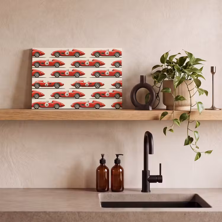 Raceauto - Retro - Rood canvas 2cm klein 34 -sfeer3