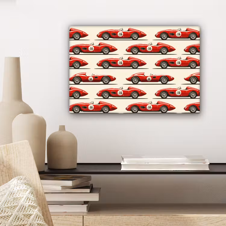 Raceauto - Retro - Rood canvas 2cm klein 34 -sfeer6