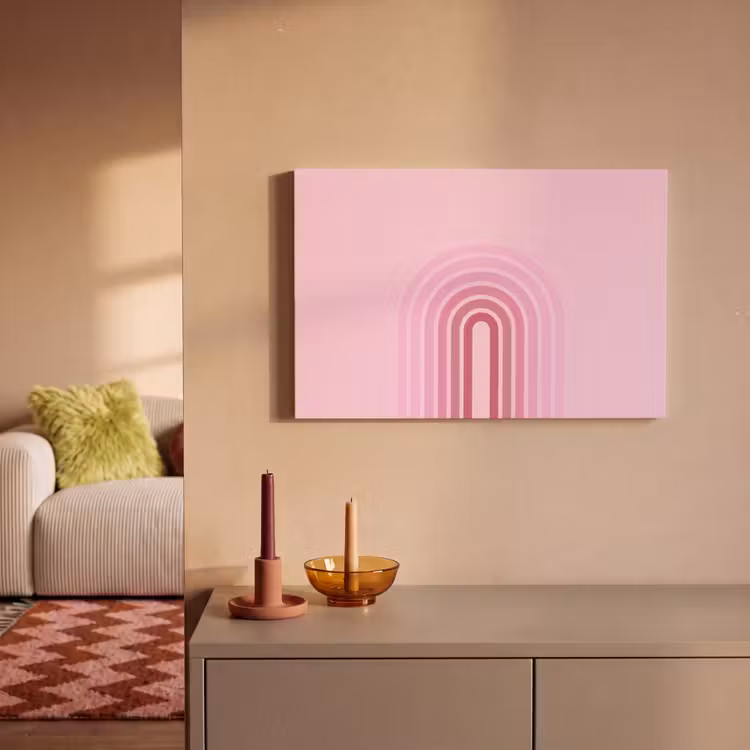 Regenboog - Roze - Abstract - Modern - Minimalistisch canvas 2cm klein -sfeer1