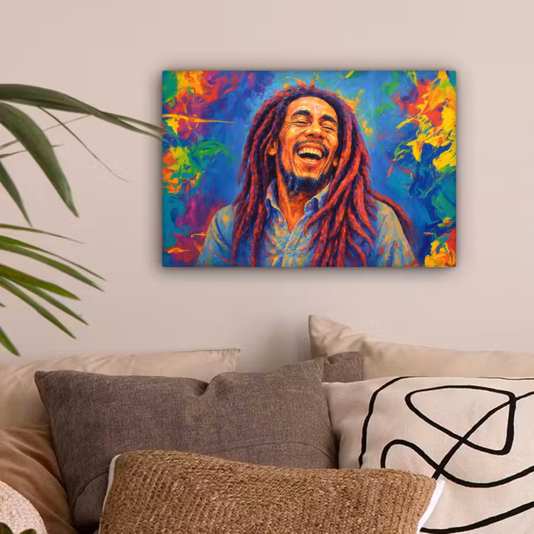 Regenboogkleuren - Man - schilderij canvas 2cm klein -sfeer1