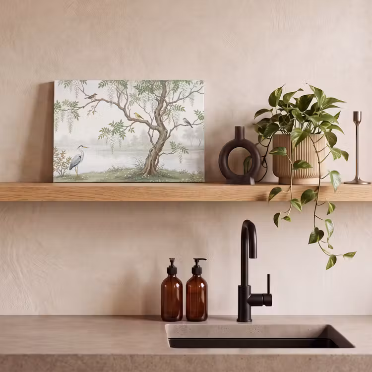 Reiger - Landschap - Groen canvas 2cm klein -sfeer3