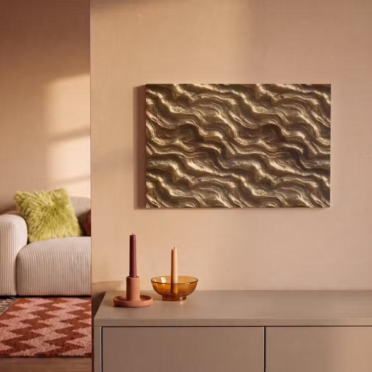Reliëf - Golven - Abstract - Bronsgoud canvas 2cm klein 34 -sfeer1
