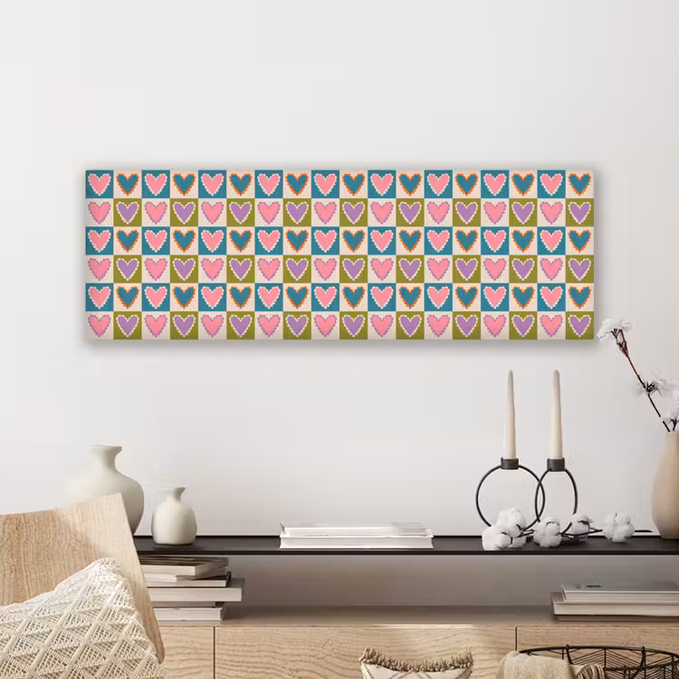 Retro - Kleuren - Patroon - Hartjes canvas 2cm klein 828 -sfeer6