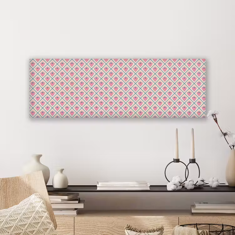 Retro - Ruit - Hartjes - Patroon canvas 2cm klein 828 -sfeer6
