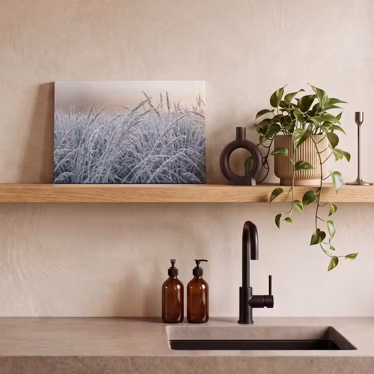 Rijp - Gras - Kristallen - Winter - Minimalistisch canvas 2cm klein -sfeer3