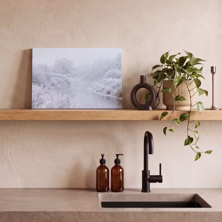 Rivier - Sneeuw - Bos - Winter - Schilderachtig canvas 2cm klein -sfeer3