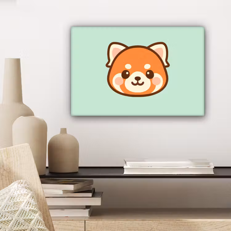 Rode panda - Groen - Cartoon canvas 2cm klein -sfeer6