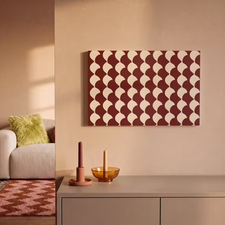 Rood - Tegelpatroon - Crème canvas 2cm klein 34 -sfeer1