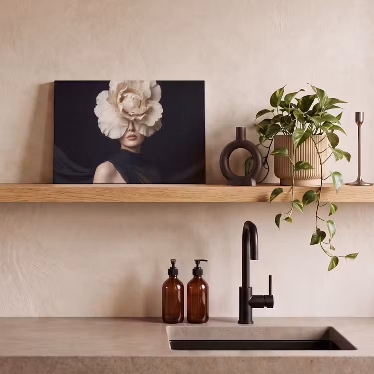 Roos - Tijdloos - Zwart canvas 2cm klein -sfeer3
