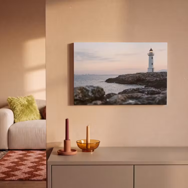 Rotsen - Vuurtoren - Wit canvas 2cm klein -sfeer1